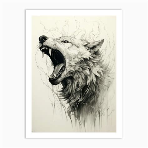 Gray Wolf Drawing 2 Art Print by LoneWolf Prints - Fy