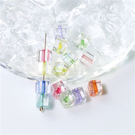 St Kunkka Pcs Pack Mm Clear Acrylic Square Core Beads Lovely