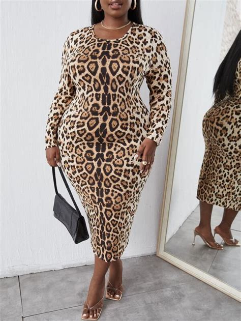 Shein Slayr Plus Leopard Bodycon Dress Shein Usa