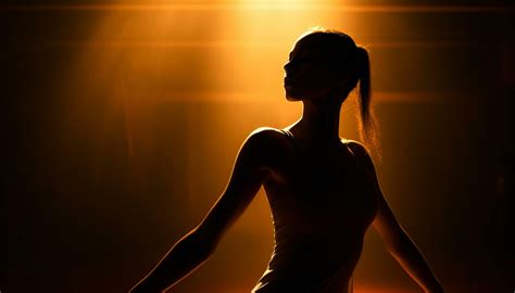 Silhouette of young adults exercising at sunset generated by AI ...