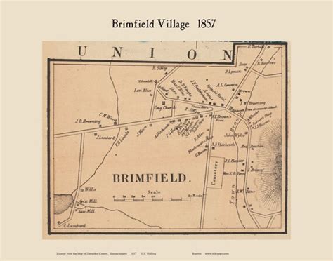 Brimfield Village 1857 Old Town Map With Homeowner Names Etsy