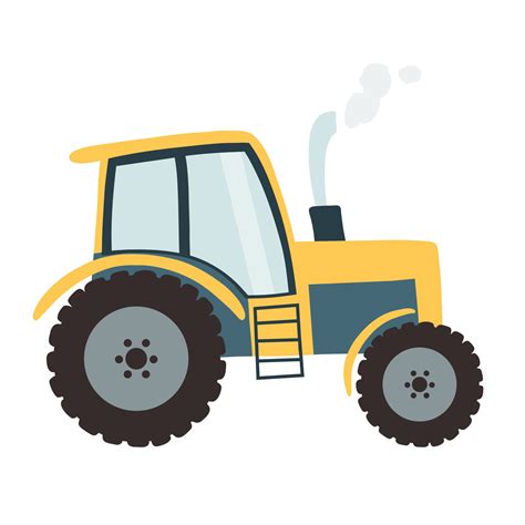 Tractor in cartoon flat style. Vector illustration of a heavy ...