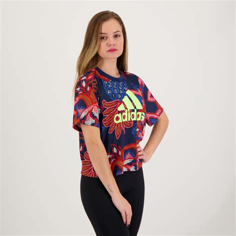 Camiseta Adidas Farm Gfx Feminina Azul Futfanatics