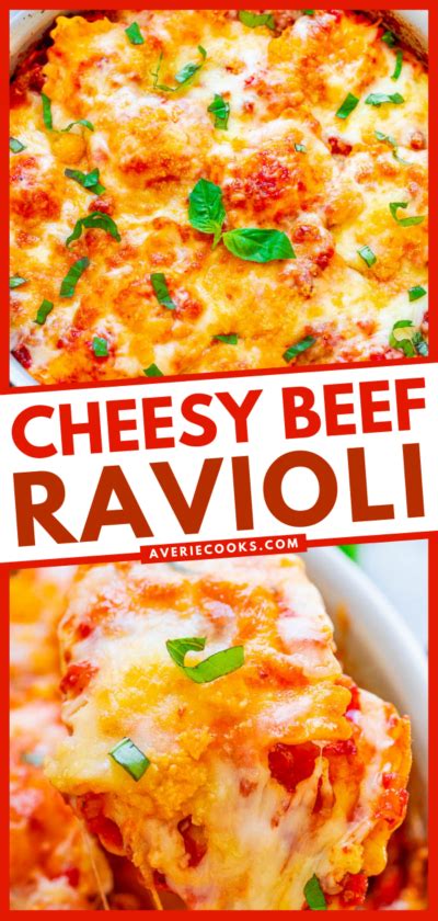 Cheesy Beef Ravioli With Meat Sauce Averie Cooks