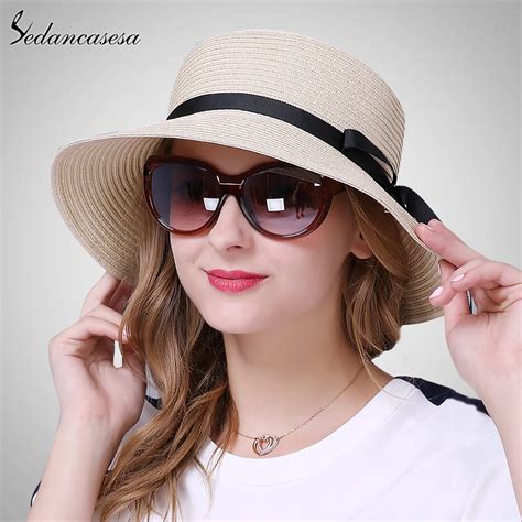 Sedancasesa Fashion Sun Hat Female Wide Brim Floppy Straw Hats For Women Beach Hat Sun Protect