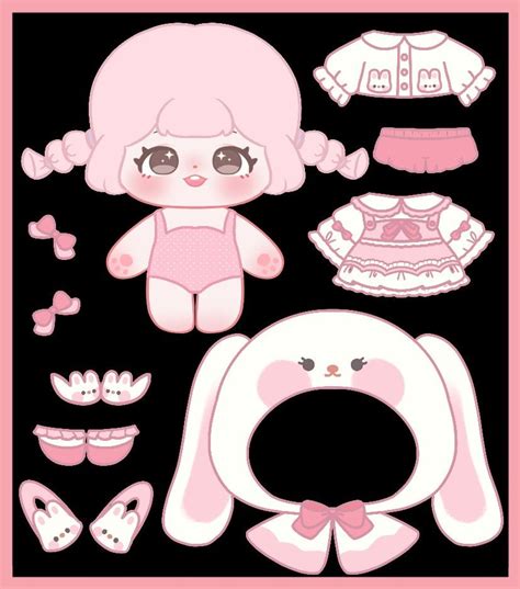 Paper Doll With Pink Clothes And Accessories