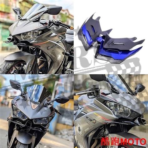 適用於 雅馬哈 Yzf R3 Yzf R25 14 21 機車 改裝 前風翼 側風翼 整流罩 定風翼 小翼 前蓋 蝦皮購物