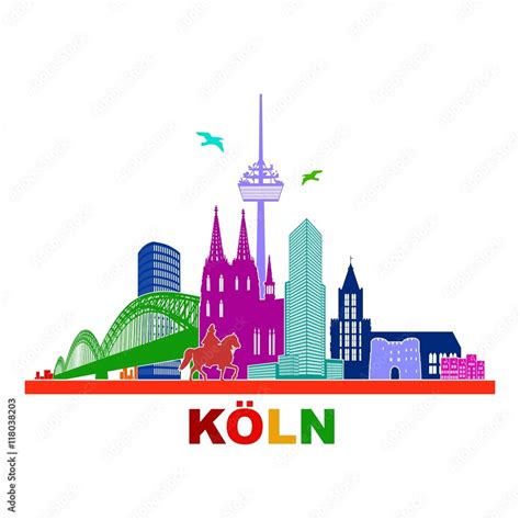 Köln Panorama Skyline Wandtatoo Sehenswürdigkeiten Kölner Dom