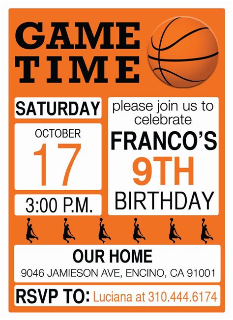 Basketball theme - Birthday Party Invitations - Personalized - Print at ...