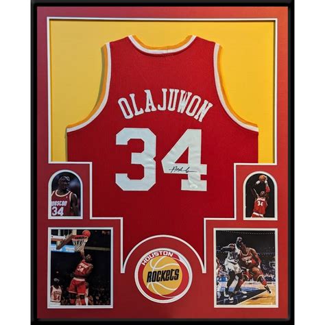 Hakeem Olajuwon Signed Custom Framed Jersey Display Jsa Pristine