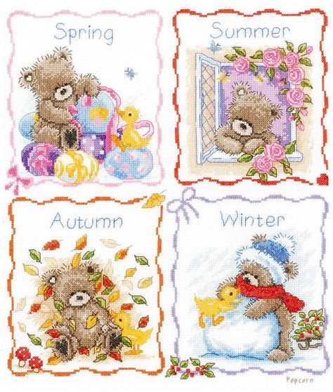 Vervaco Counted Cross Stitch Kit Four Seasons With Popcorn Sew