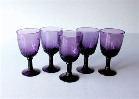 Vintage Purple Glasses 5 Large Light Mauve Water Wine Juice Etsy