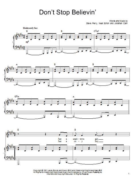 Dont Stop Believin Sheet Music Direct