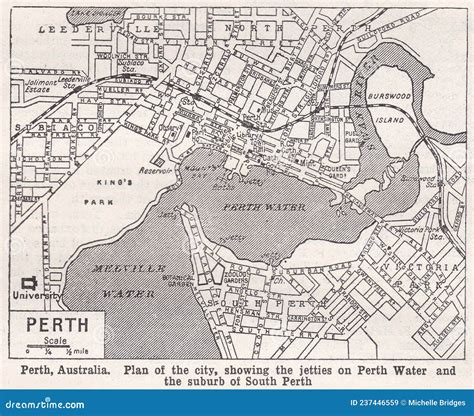 Vintage Map Of Perth 1930s Editorial Photo 237446559