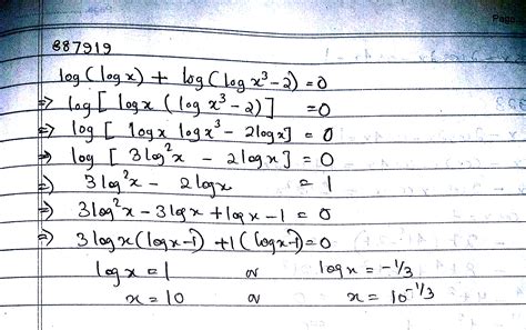 Solve The Following Equation Log Log X Log Log X