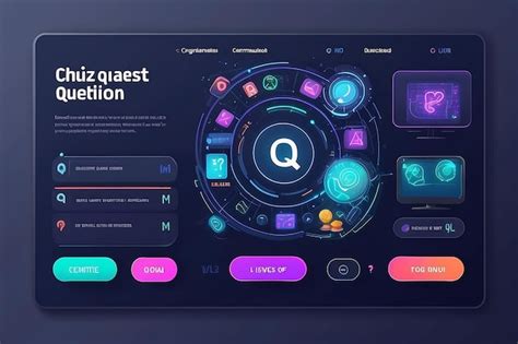 Premium Photo Quiz Questions And Test Menu Choice Vector Interface Of