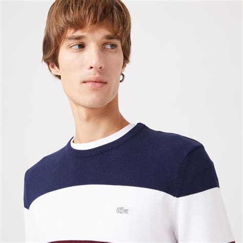 Lacoste Erkek Regular Fit Bisiklet Yaka Renk Bloklu Bordo Kazak AH2157