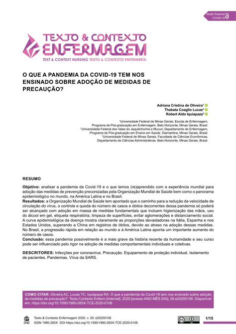 Pdf O Que A Pandemia Da Covid 19 Tem Nos Ensinado Sobre AdoÇÃo