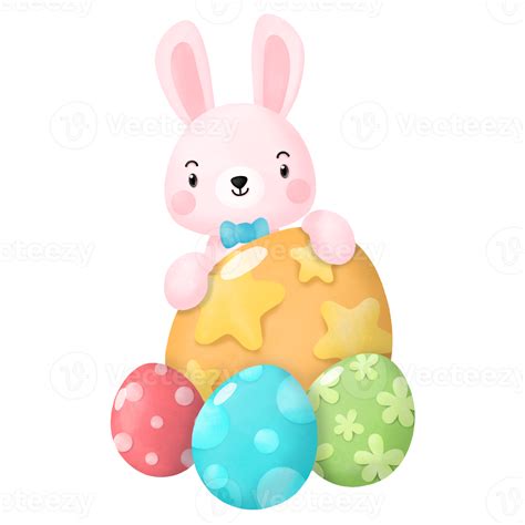 Happy Easter Watercolor Clipart Rabbit And Egg Png