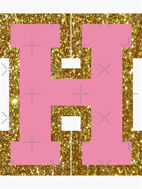 Gold And Pink Varsity Letter H Sticker For Sale By Byleahwithlove