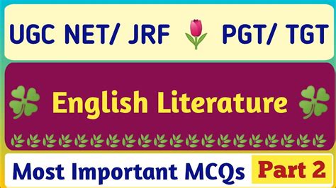 Most Important Mcqs On English Literature L Part L Ugc Net Jrf Set