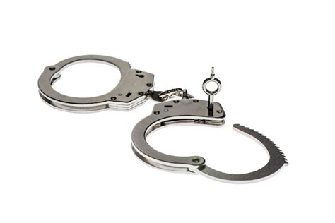 Premium Photo Pair Of Steel Handcuffs Isolated On White Background