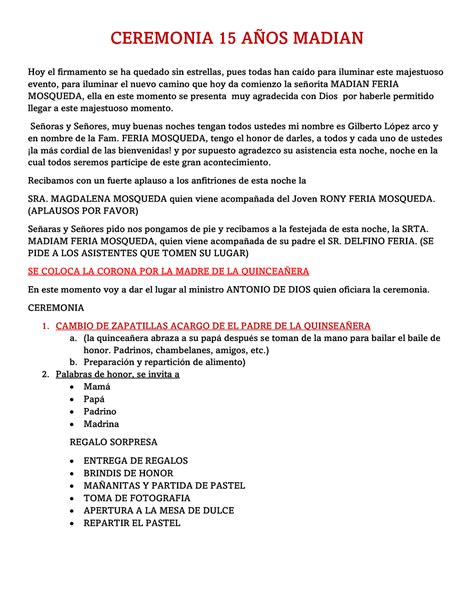 Ceremonia madian CEREMONIA 15 AÑOS MADIAN Hoy el firmamento se ha