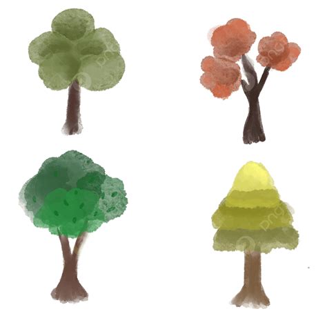 Watercolor Tree Sets Png Image Set Of Tree Watercolor Illustration