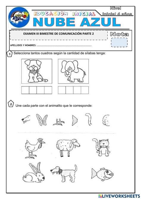 Examen De Comunicacion Exercise For Inicial