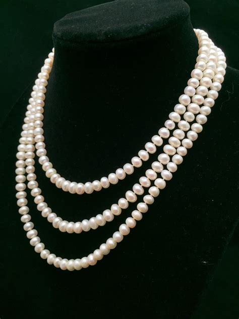 Long Pearl Necklace Genuine Pearl Necklace 60 Inches Aa Pearl