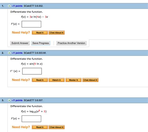 Solved Differentiate The Function F X 3x Ln 4x 3x