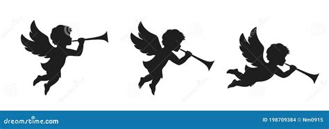 Angel With Trumpet Vector Illustration Cartoondealer