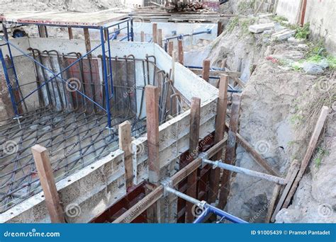 Hole Of Foundation Construction Building Site Making Stock Image