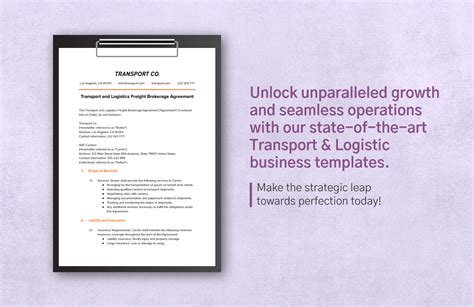 Transport And Logistics Freight Brokerage Agreement Template In Pdf