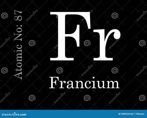 Francium Chemical Element Symbol And Atomic Number Stock Illustration