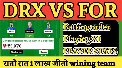 Drx Vs For Dream11 Prediction Drx Vs For DRX Vs For Dream11 Team