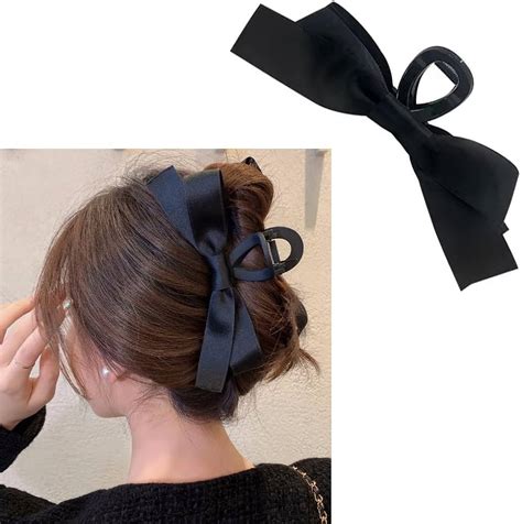 Black Hair Bow Claw Clip For Women Girls Bowknot Hair Claw Jaw Clips