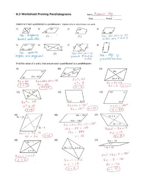 Properties Of Parallelogram Grade 9 Pdf Worksheets Library