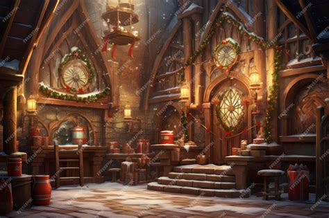 Premium Ai Image Santas Workshop Background