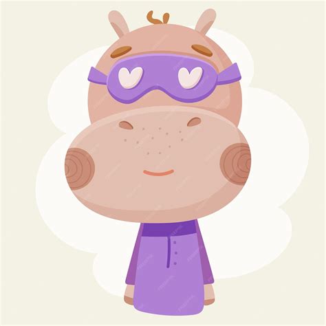 Premium Vector | Cute hippo in a sleep mask. Illustration for the nursery.