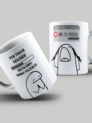 Caneca Divertida Meme Flork Aguarde Instalando Paciencia Compre