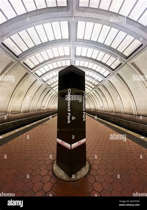 The Cleveland Park Metro Station Platform Tunnel With No People