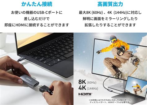 Anker Japan最大8K 60Hz出力に対応した変換アダプタAnker 518 USB C Adapter 8K HDMI