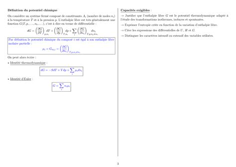 Enthalpie Libre Et Potentiel Chimique Cours AlloSchool