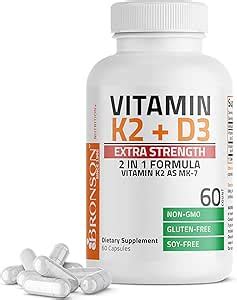 Bronson Vitamin K Mk With D Extra Strength Supplement Bone Health