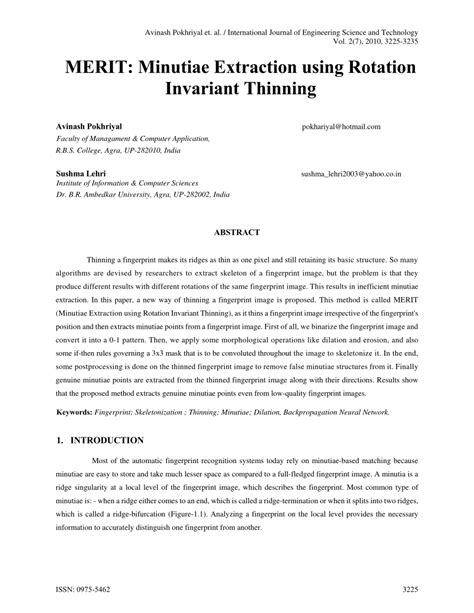 (PDF) MERIT: Minutiae Extraction using Rotation Invariant Algorithm