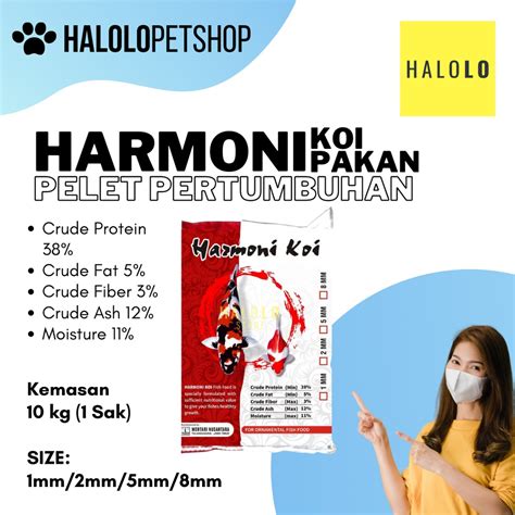 Jual Pakan Pelet Koi HARMONI KOI 1mm 2mm 5mm 8mm 10 Kg Pertumbuhan