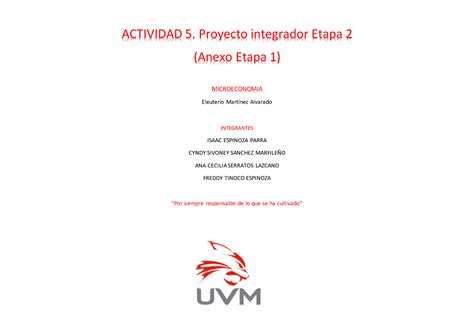 Actividad 5 Proyecto Integrador Etapa 2 Actividad 5 Proyecto