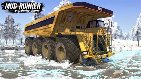 Spintires Mudrunner Giant Mining Dump Truck X Driving Through An