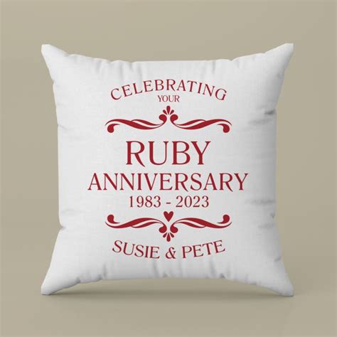 Personalised Ruby Anniversary Cushion Cream The Gift Experience